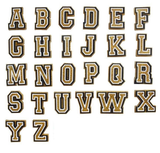 Gold Glitter Letters Charms by